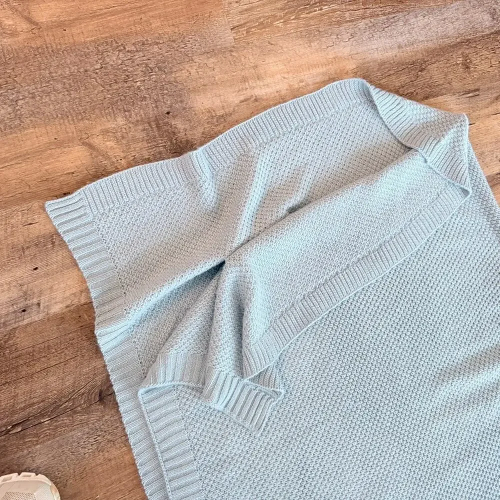Baby Blue metallic OSFA cowl neck poncho sweater